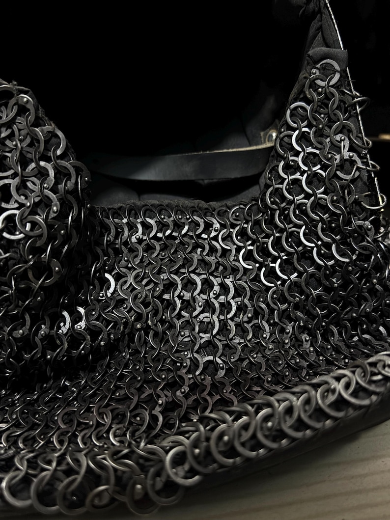 Steel Bascinet Pig Face Chainmail Helmet — Brass Trim view 10
