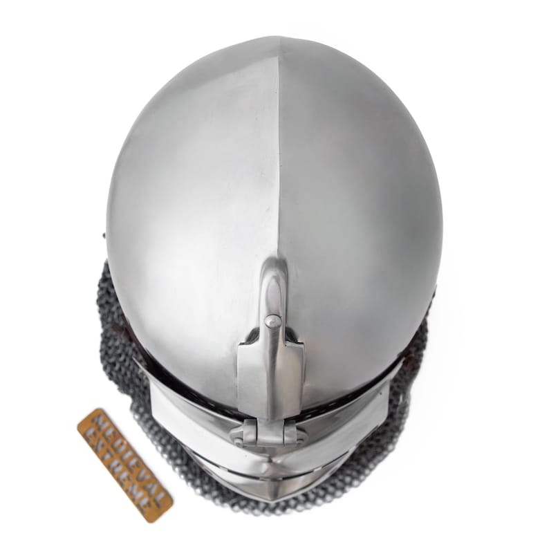 Buhurt Knight Helmet — 16-Gauge Steel and Chainmail view 6