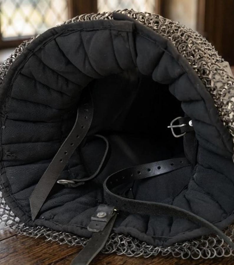 Bascinet Hounskull Helmet — Heavy Steel Chainmail Crusader view 8