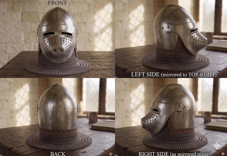 Hounskull Bascinet Knight Helmet — Heavy Gauge Chainmail view 6