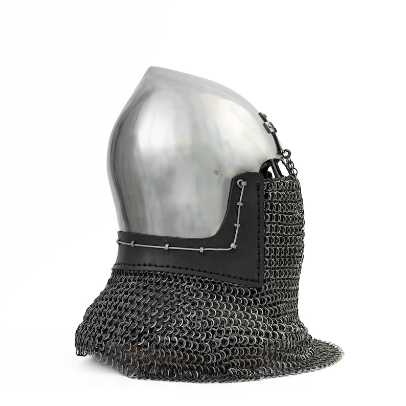 Bascinet Clapvisor Cross Chainmail — 16-Gauge Crusader view 4