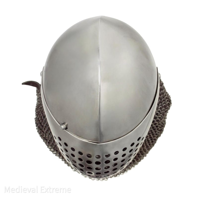 Bascinet Knight Helmet with Chainmail Coif — Buhurt view 4