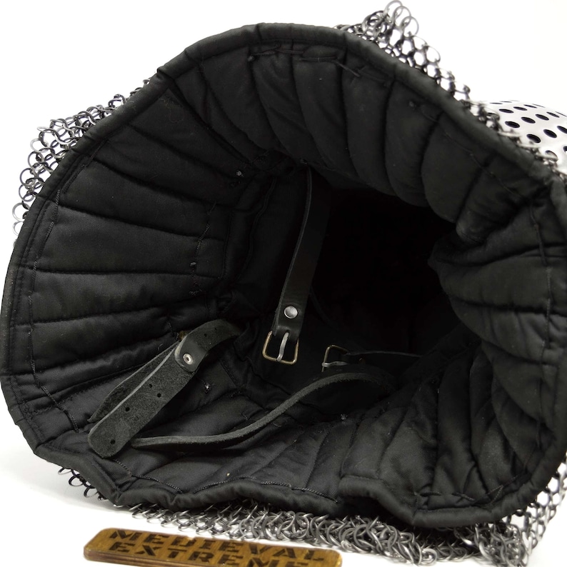Bascinet Knight Helmet with Chainmail Coif — Buhurt view 9