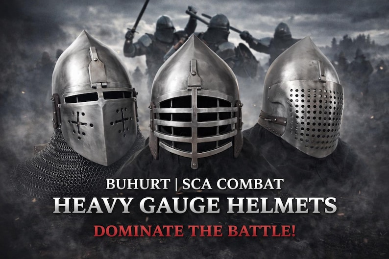 Bascinet Knight Helmet with Chainmail Coif — Buhurt view 11