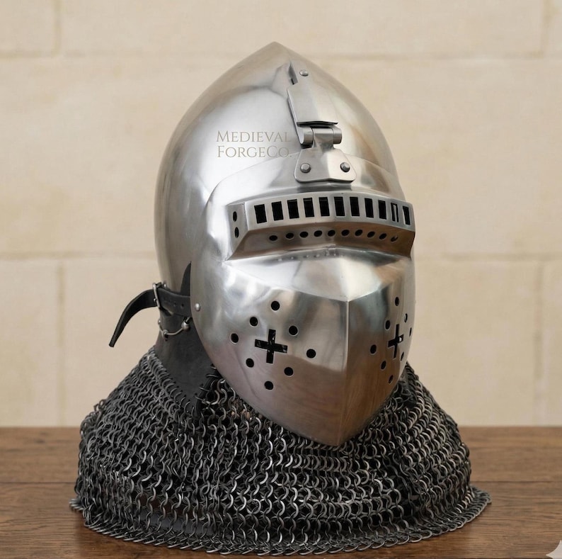 Templar Buhurt Knight Helmet — 16-Gauge Crusader view 2