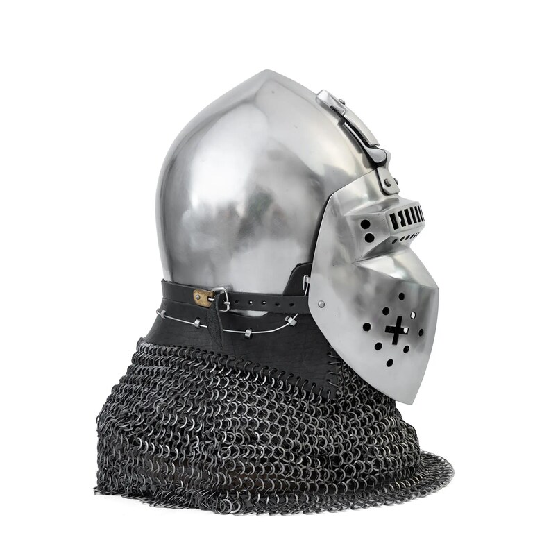 Templar Buhurt Knight Helmet — 16-Gauge Crusader view 5