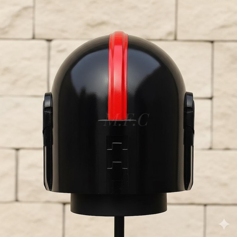 Black and Red Mandalorian Steel Helmet — Adult Cosplay view 4