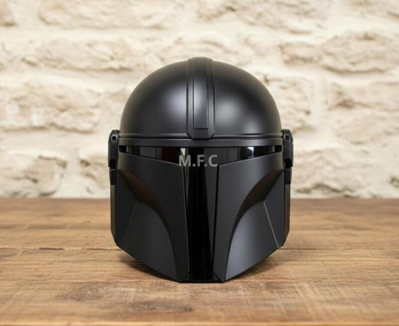 Sci-Fi Mandalorian Matte Black Helmet — Cosplay Prop view 3
