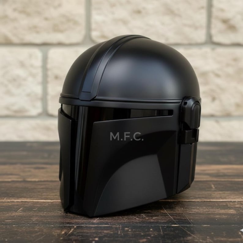 Sci-Fi Mandalorian Matte Black Helmet — Cosplay Prop view 6