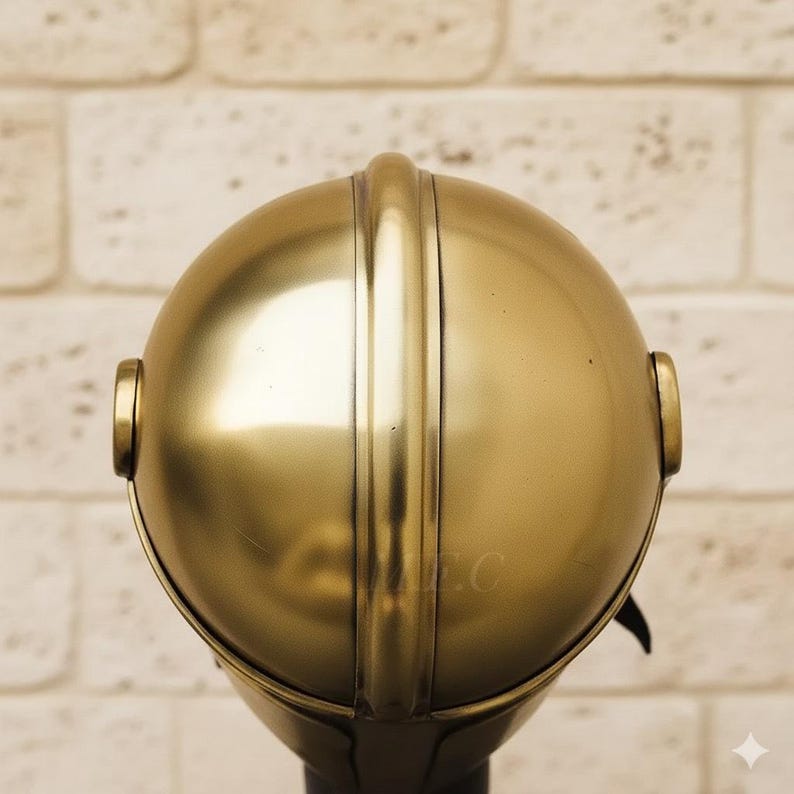 Gold Mandalorian Handmade Steel Helmet — Brass Finish view 5