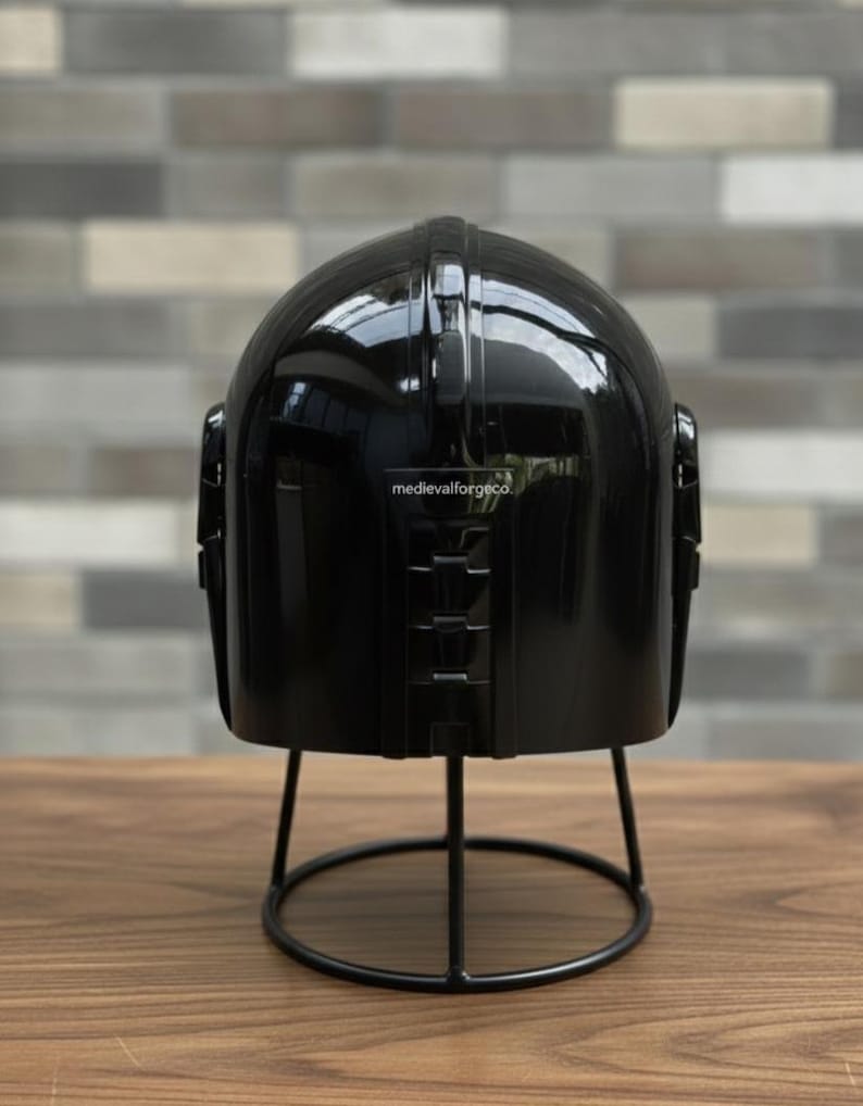 Mandalorian Black Helmet — Space Warrior Display view 4