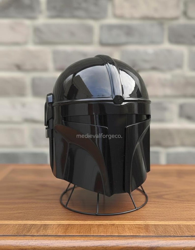 Mandalorian Black Helmet — Space Warrior Display view 7