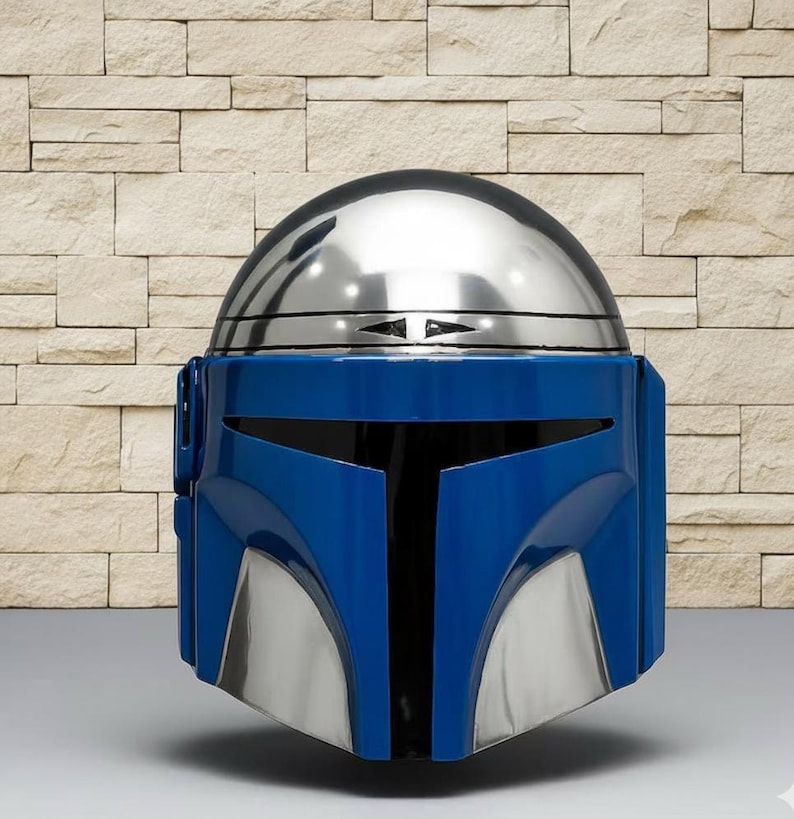 Mandalorian Costume Helmet — Blue and Silver view 4