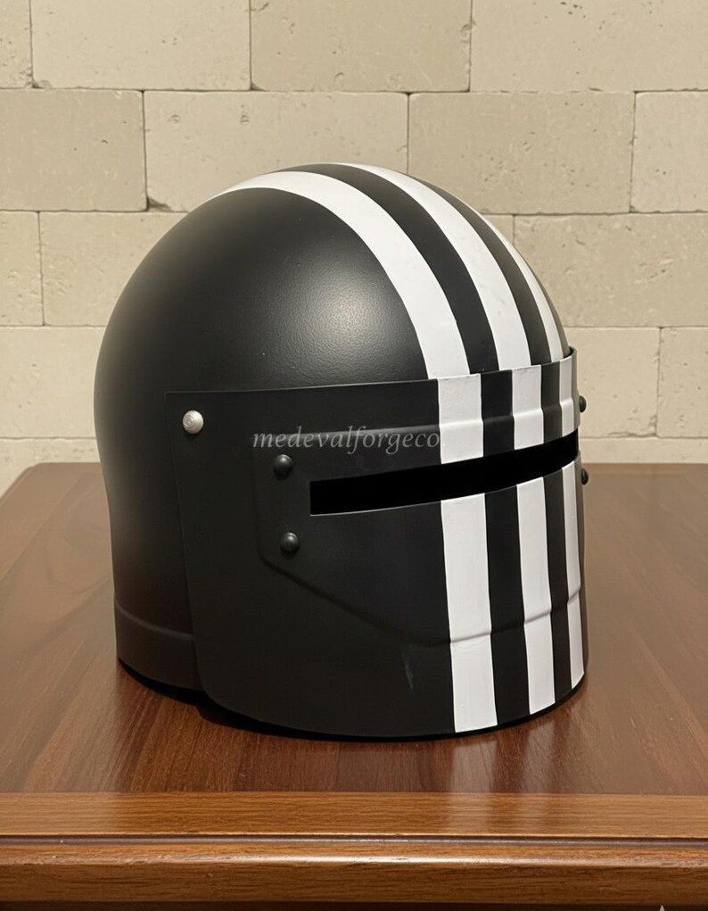 Black Crusader Stripe Helmet — Gothic Knight view 6