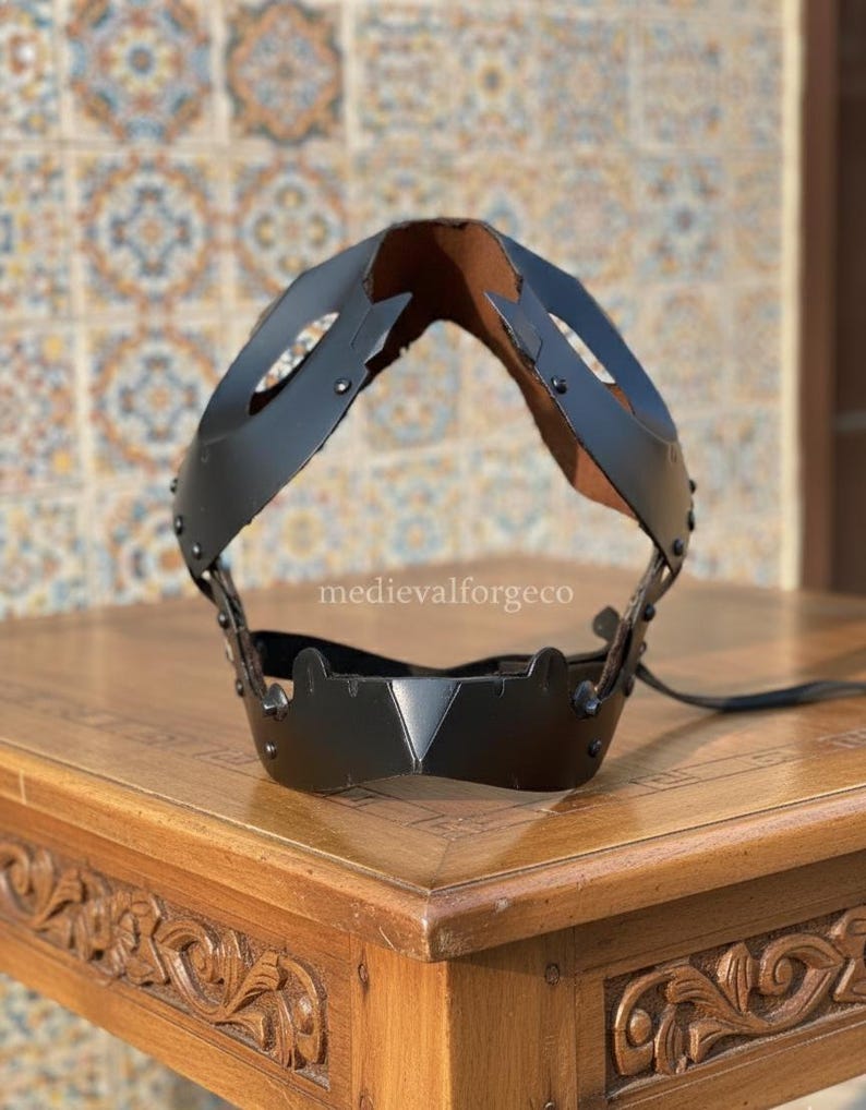 Medieval LARP Face Mask — Adjustable Armored Steel view 5