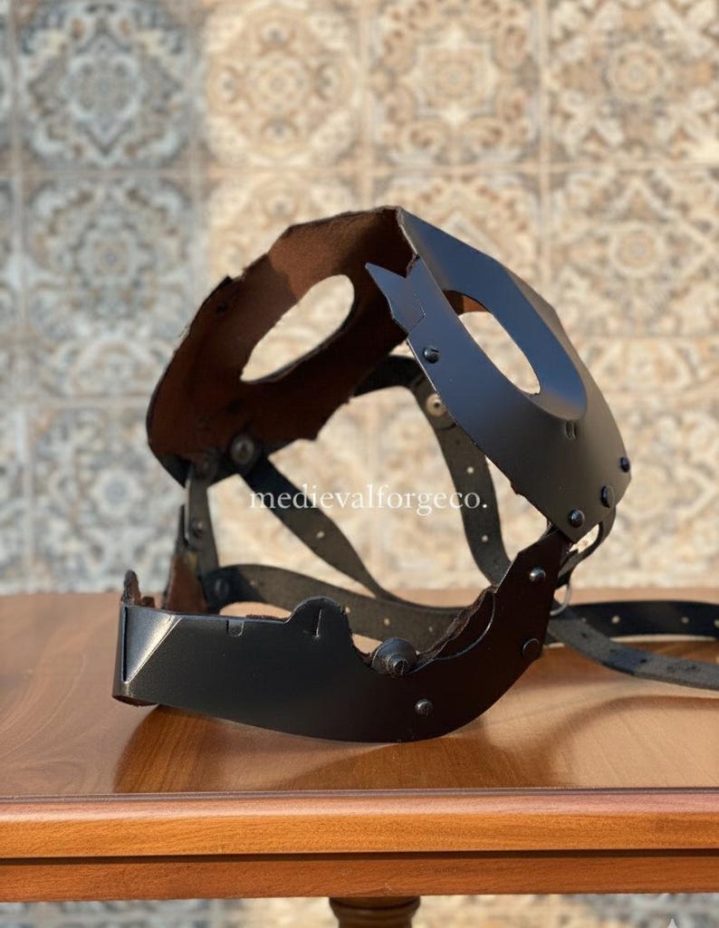 Medieval LARP Face Mask — Adjustable Armored Steel view 6