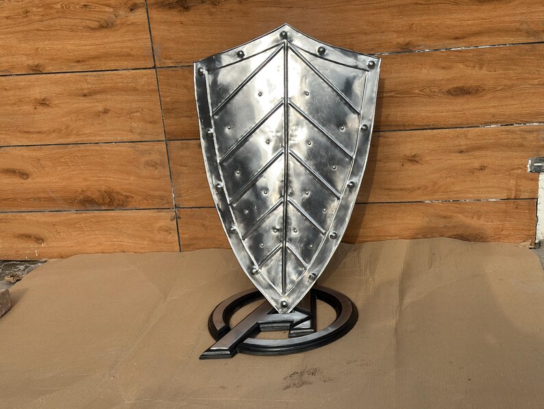 Medieval Knight Steel Heater Shield with Templar Battle view 2