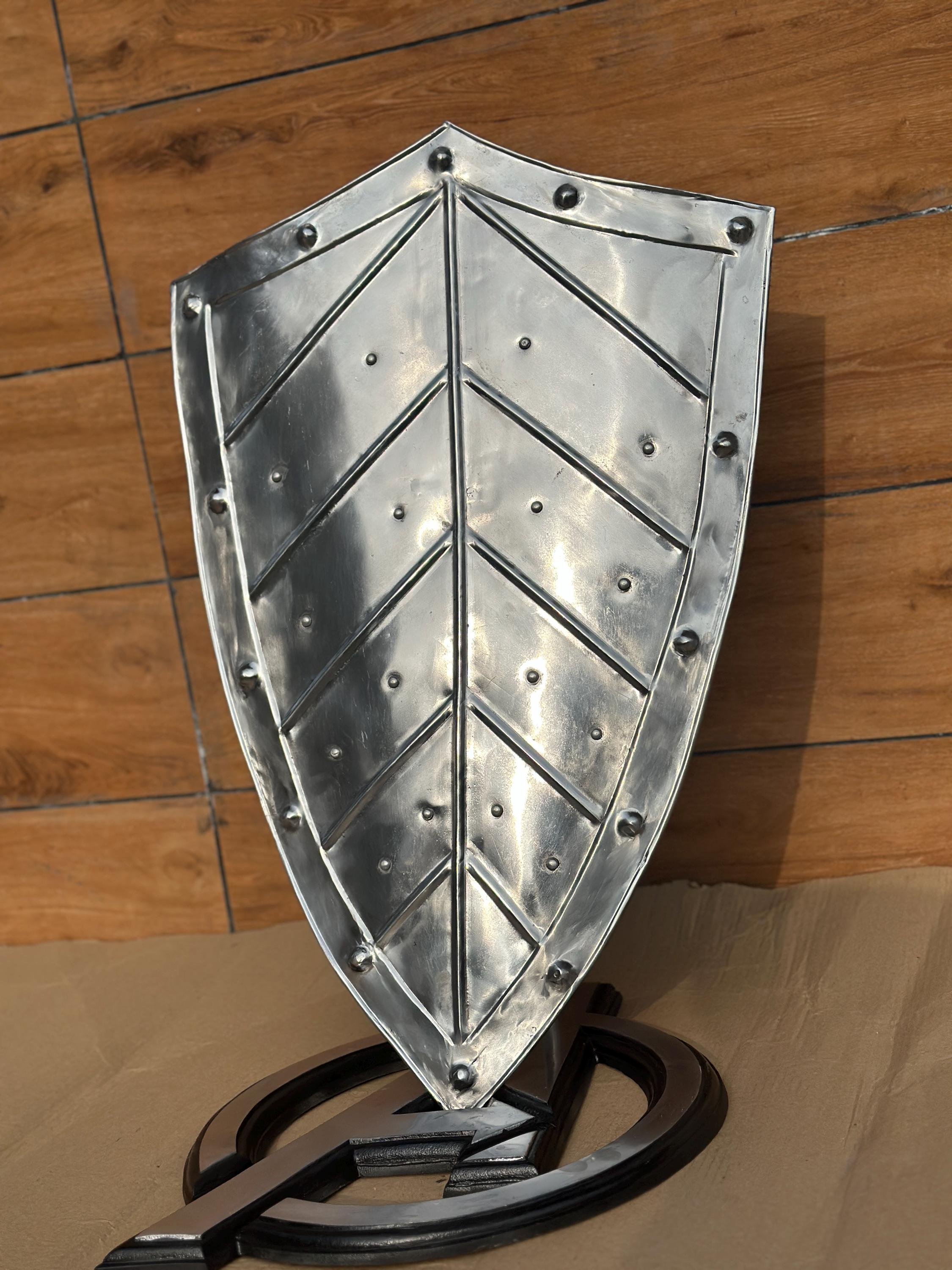 Medieval Knight Steel Heater Shield with Templar Battle view 7