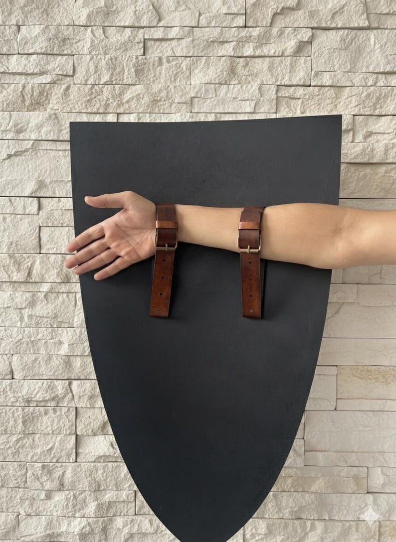 Handcrafted Crusader Knight Shield with Saint George Red Cross view 5
