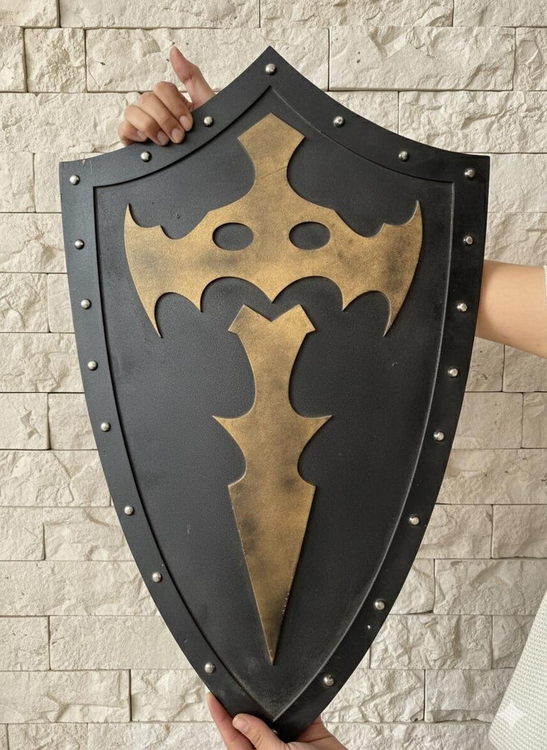 Handcrafted Medieval Knight Shield with Blue & Gold Crusader LARP view 5