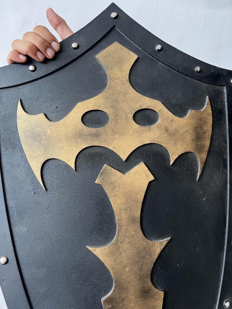 Handcrafted Medieval Knight Shield with Blue & Gold Crusader LARP view 6