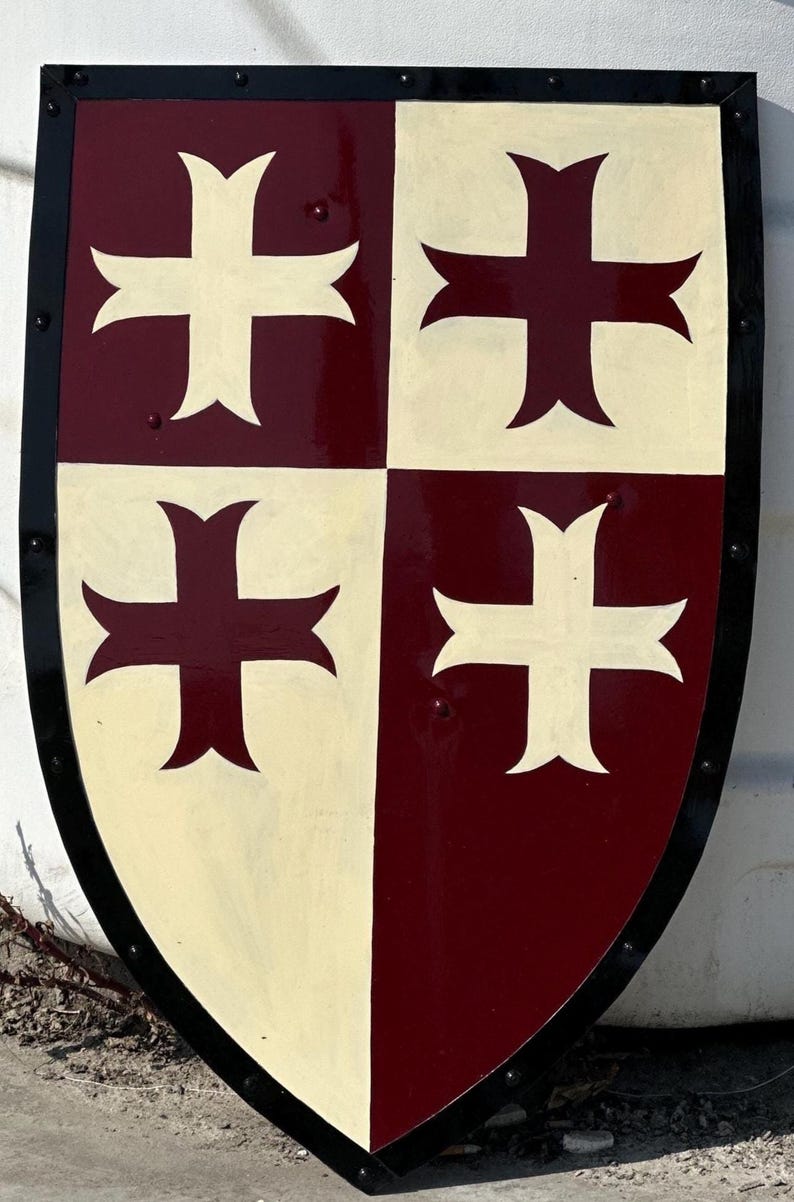 Medieval Templar Knight Shield with Handmade Steel Crusader Wall Décor view 2