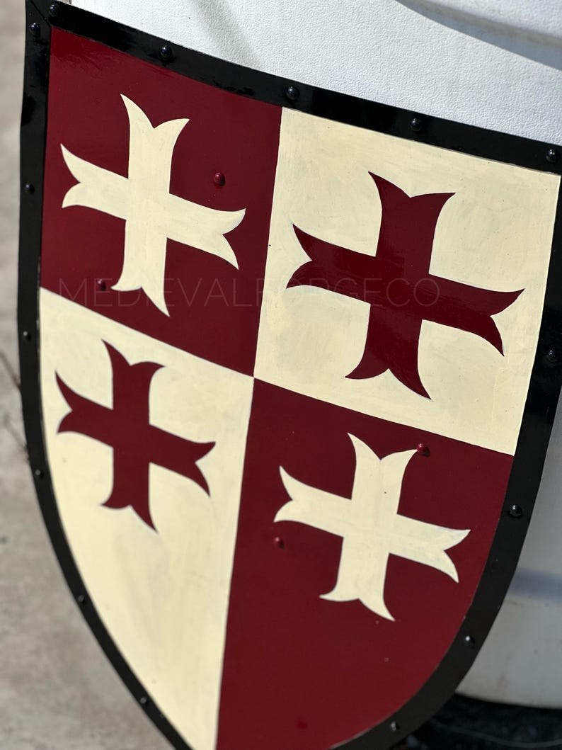 Medieval Templar Knight Shield with Handmade Steel Crusader Wall Décor view 8