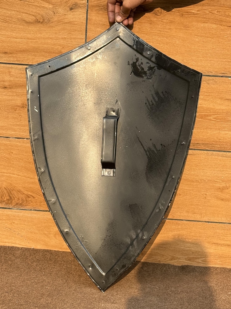 Templar Shield with Battle Knight Crusader Medieval Heater view 4