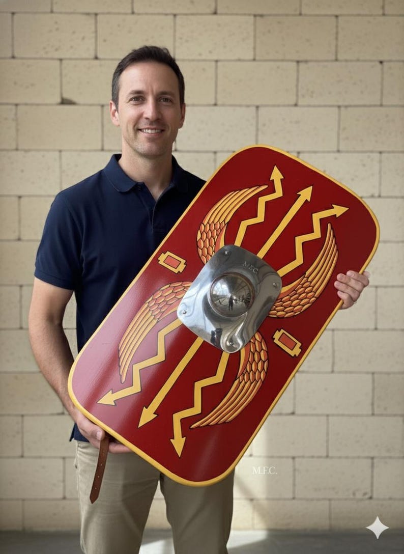 Roman Scutum Steel Shield with Legionnaire Gladiator Wall Décor view 2