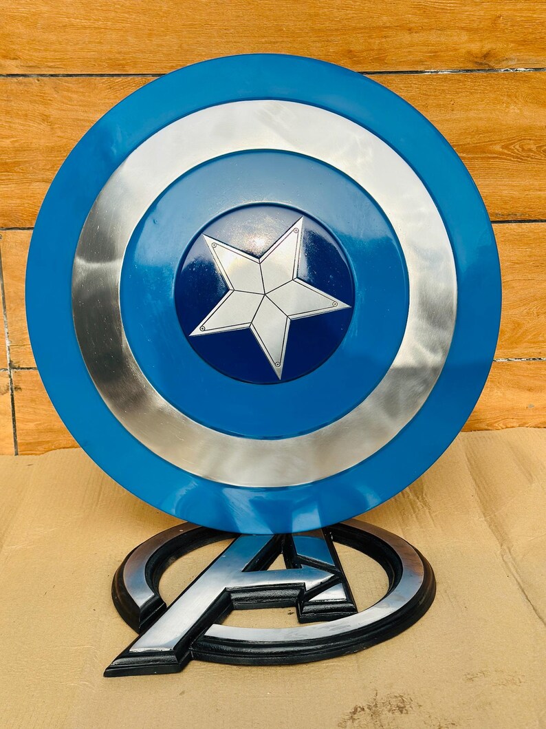 Blue Captain America Steel Shield with Steve Rogers Replica view 5