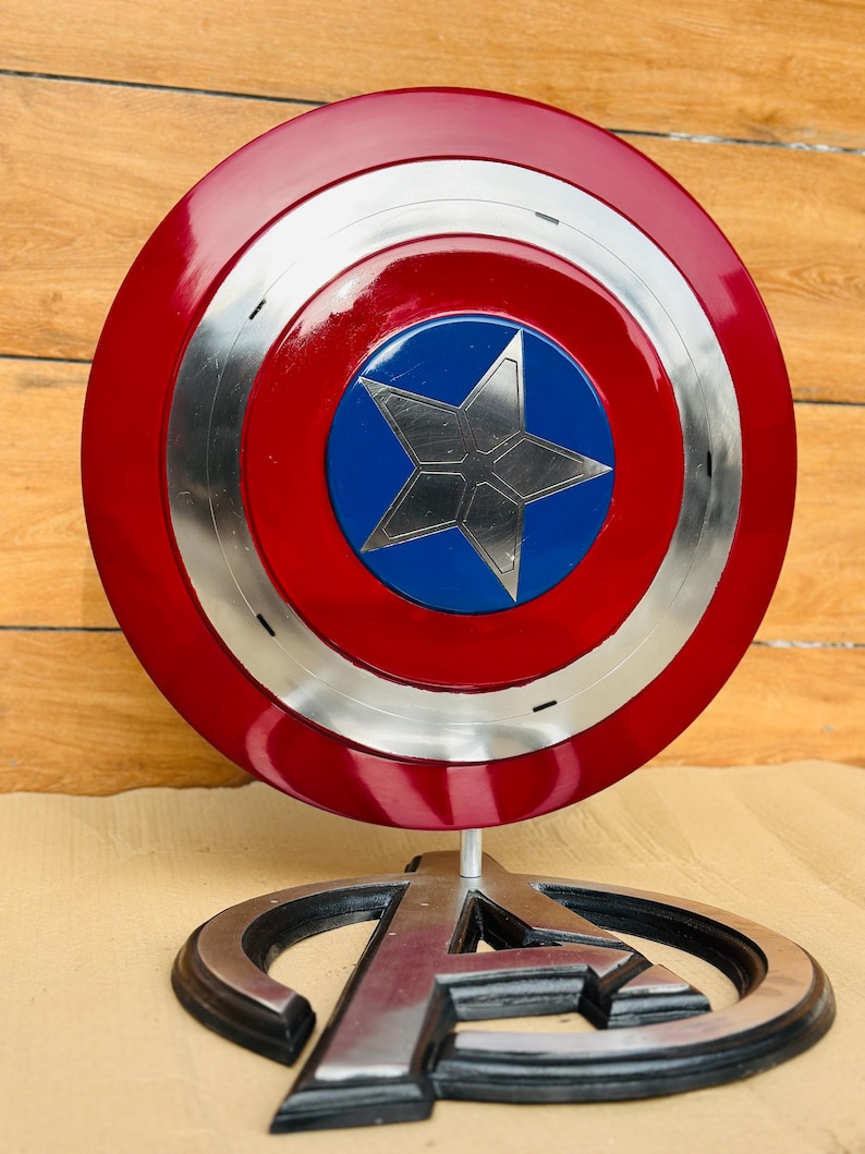 Steel Captain America Shield with Steve Rogers view 2