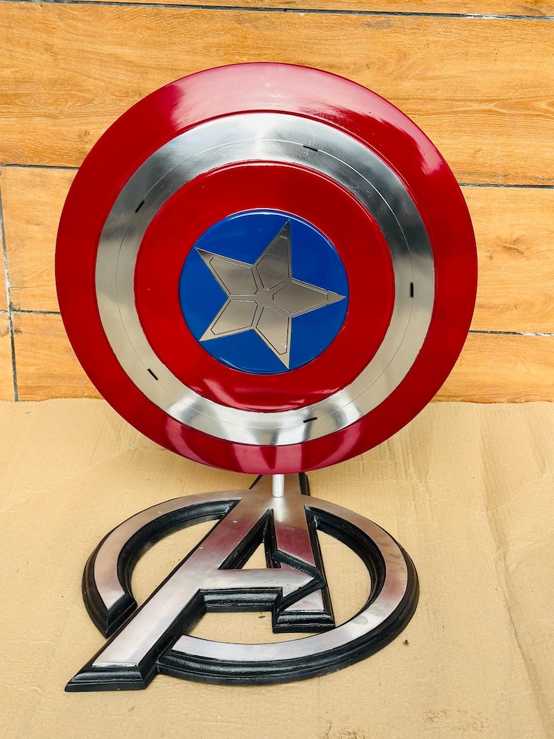Steel Captain America Shield with Steve Rogers view 3