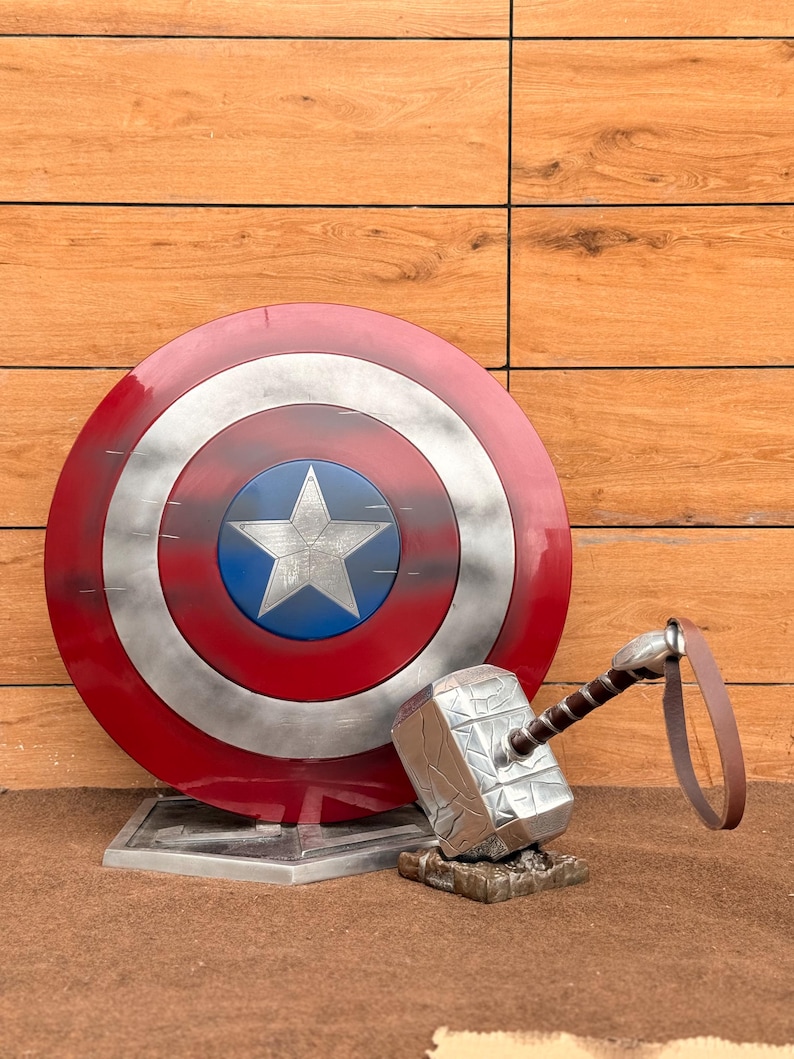 Damage Captain America Shield & Thor Hammer with Steel & Aluminum Set view 7