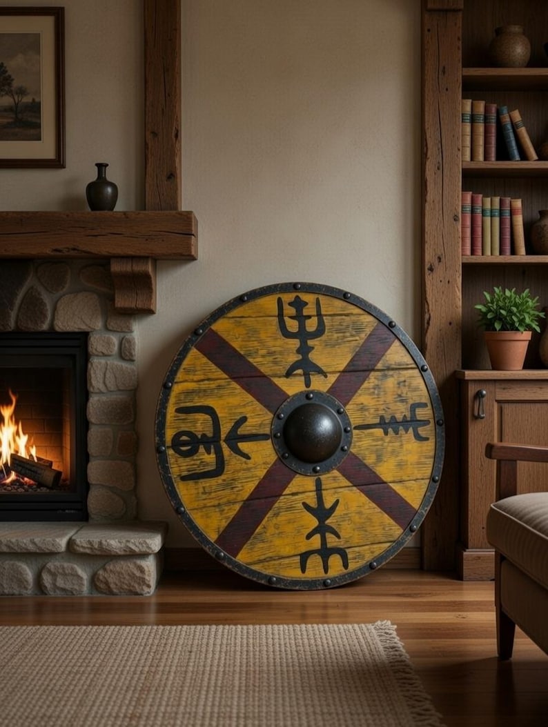 Handmade Viking Shield with Battleworn Norse Style view 6