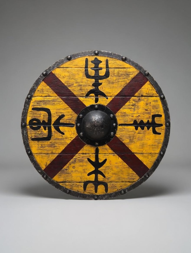 Handmade Viking Shield with Battleworn Norse Style view 8