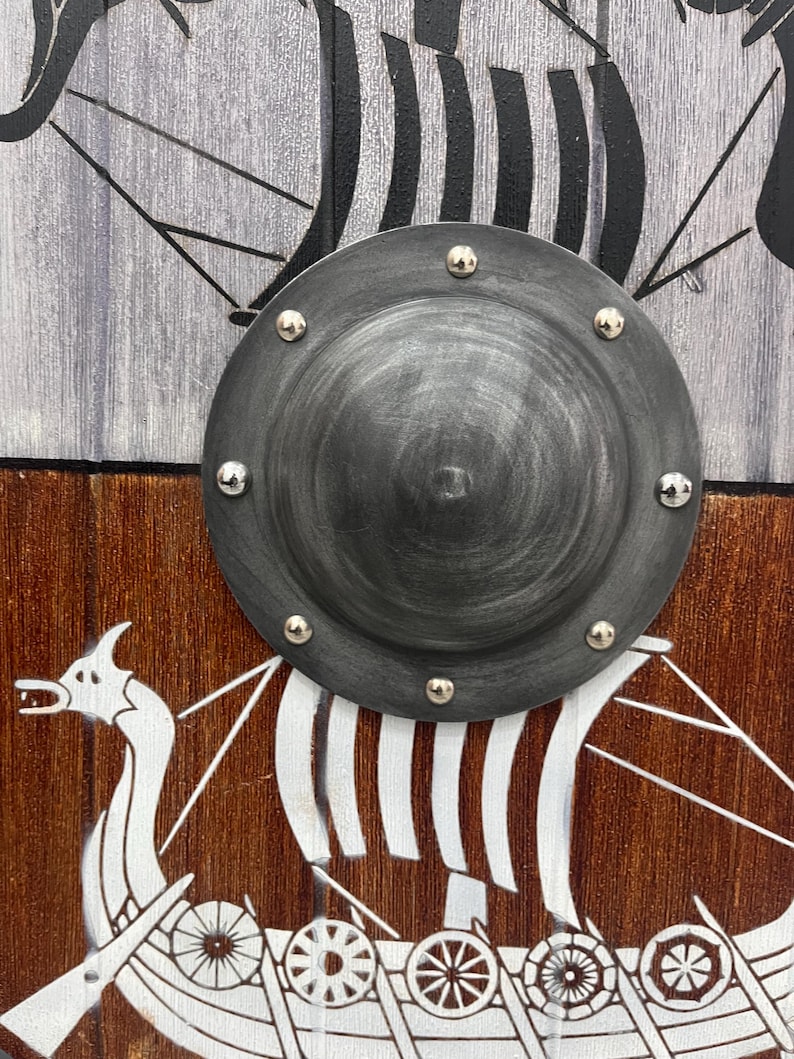 Medieval Viking Wooden Round Shield with Cosplay Wall Décor view 4