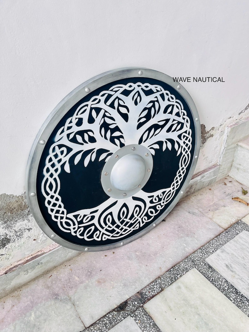 Medieval Viking Wooden Round Shield with Norse Design view 2