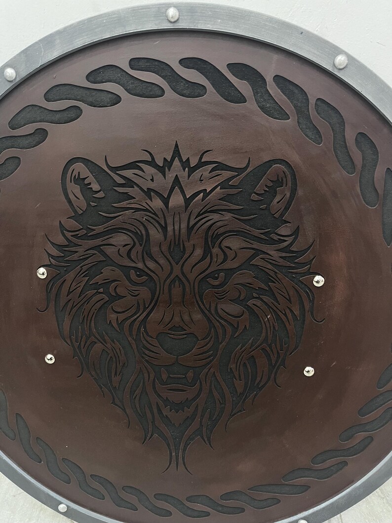 Medieval Viking Wooden Round Shield with Norse Design view 6