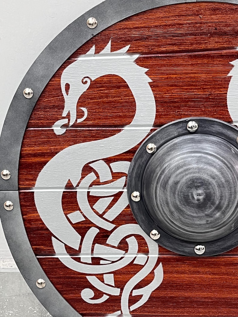 Medieval Viking Wooden Round Shield with LARP Collectors view 2