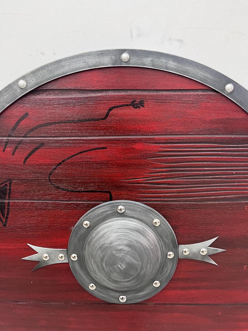 Medieval Viking Wooden Round Shield with Wall Art Variant view 10