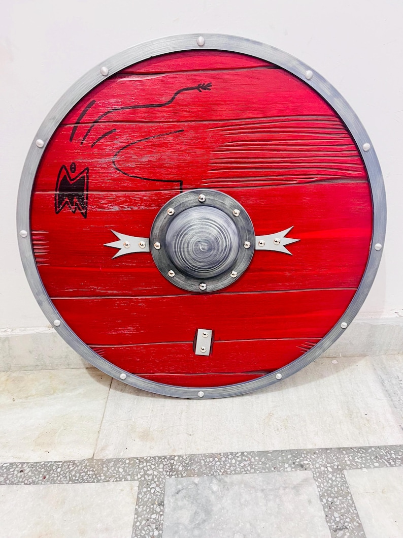 Medieval Viking Wooden Round Shield with Wall Art Variant view 11