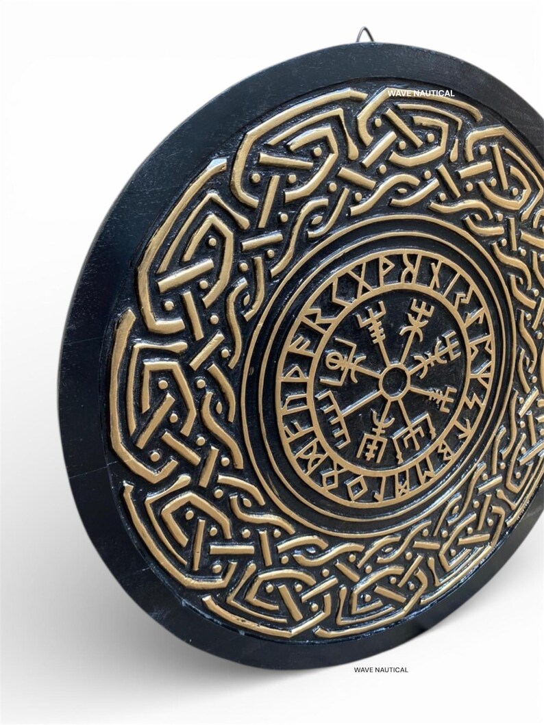 Medieval Viking Wooden Round Shield with Classic Norse view 6