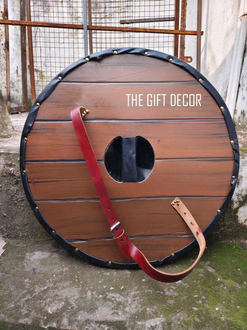 Viking Round Wooden Shield with Ragnar Battle Ready Wall Décor view 5