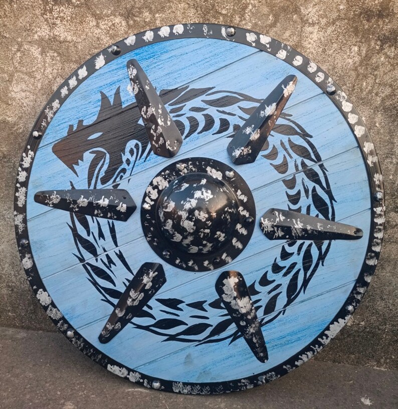 Viking Dragon Shield with Medieval Wooden Battle LARP, 24 Inch view 3