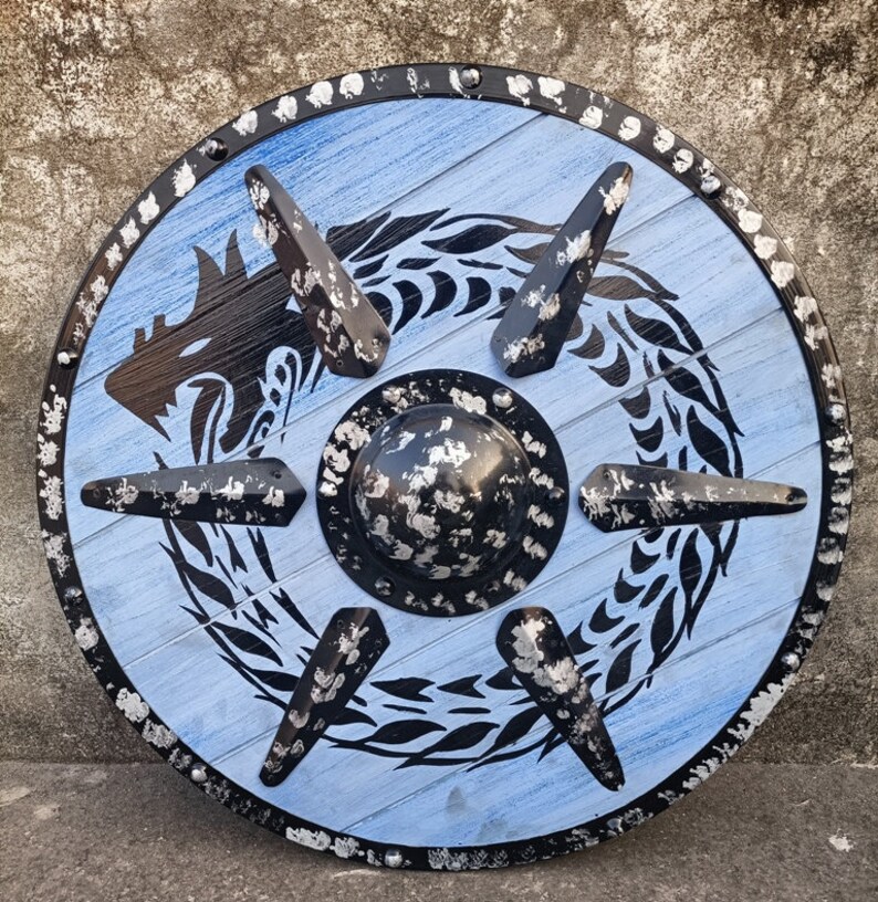 Viking Dragon Shield with Medieval Wooden Battle LARP, 24 Inch view 6