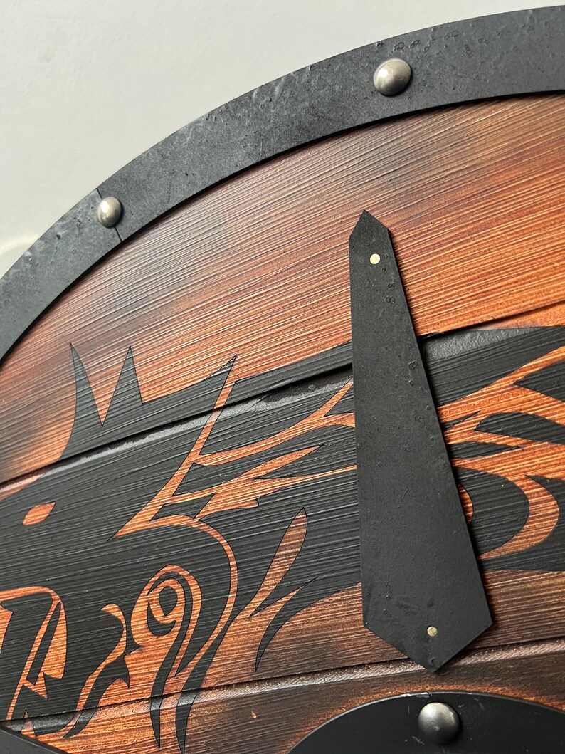 Handmade Viking Jormungandr Wooden Shield with Norse Wall Décor view 3