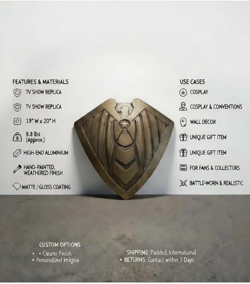 Super Soldier Shield Replica with Handcrafted Metal Hero Prop view 4