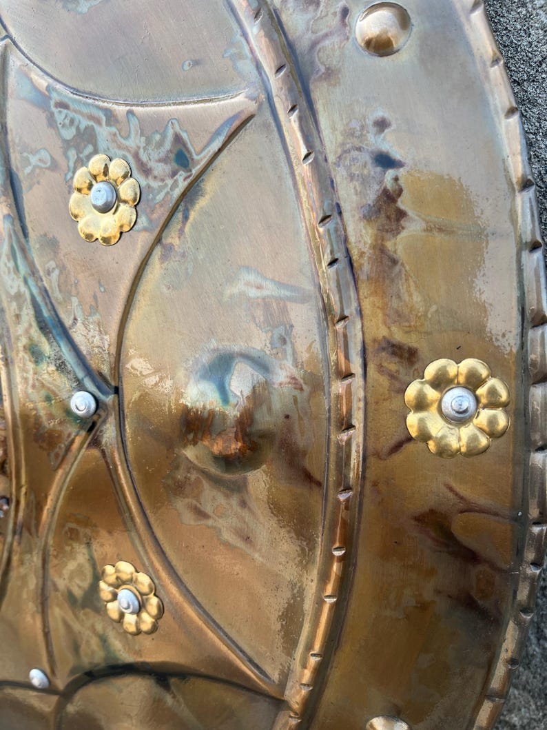Medieval Viking Damage Lion Face Shield with Battle Warrior view 5