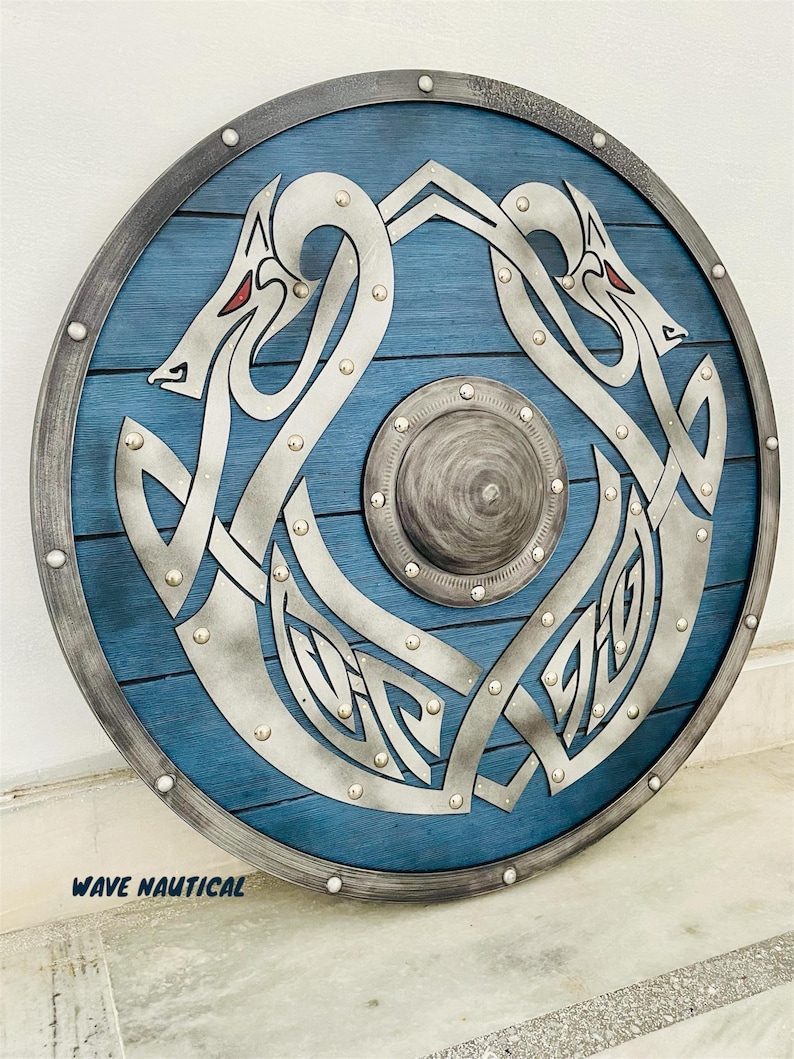 Medieval Dragon Viking Wooden Round Shield with Wall Décor view 2