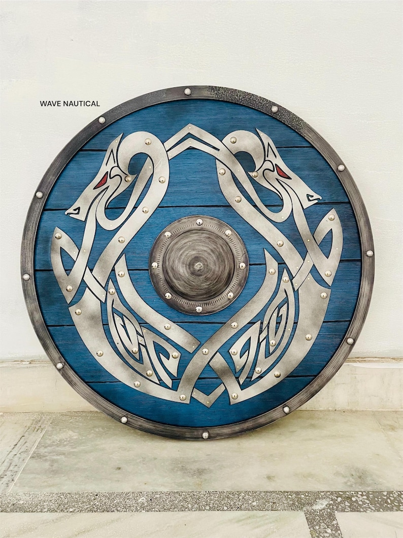 Medieval Dragon Viking Wooden Round Shield with Wall Décor view 4